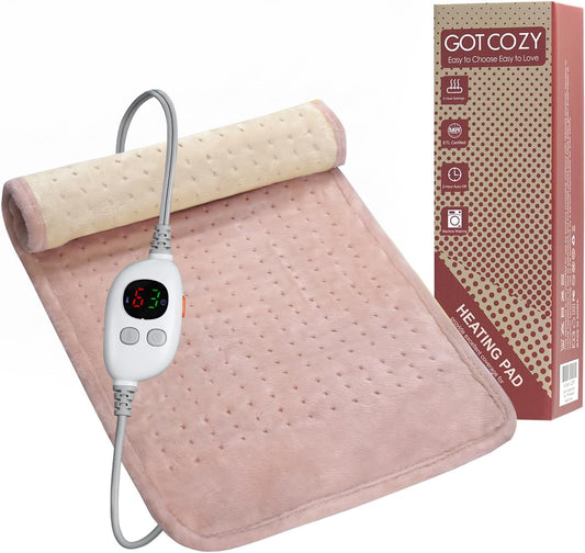 GOTCOZY Heating Pad 12"x24" for Back Pain Relief & Cramps(Rose)