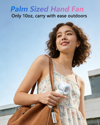 Portable Misting Fan Handheld, Turbo Mist Hand Fan USB Rechargeable with Digital Display, Powerful Spray Personal Fan for Travel, Outdoor, Beach Vacation, White