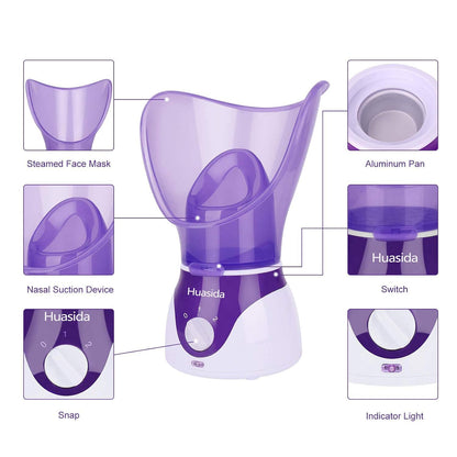 Facial Steamer Personal Steam Inhaler Sauna Facial Steamer Hot Mist Moisturizing Beauty Instrument Rejuvenate and Hydrate Your Skin (Purple)