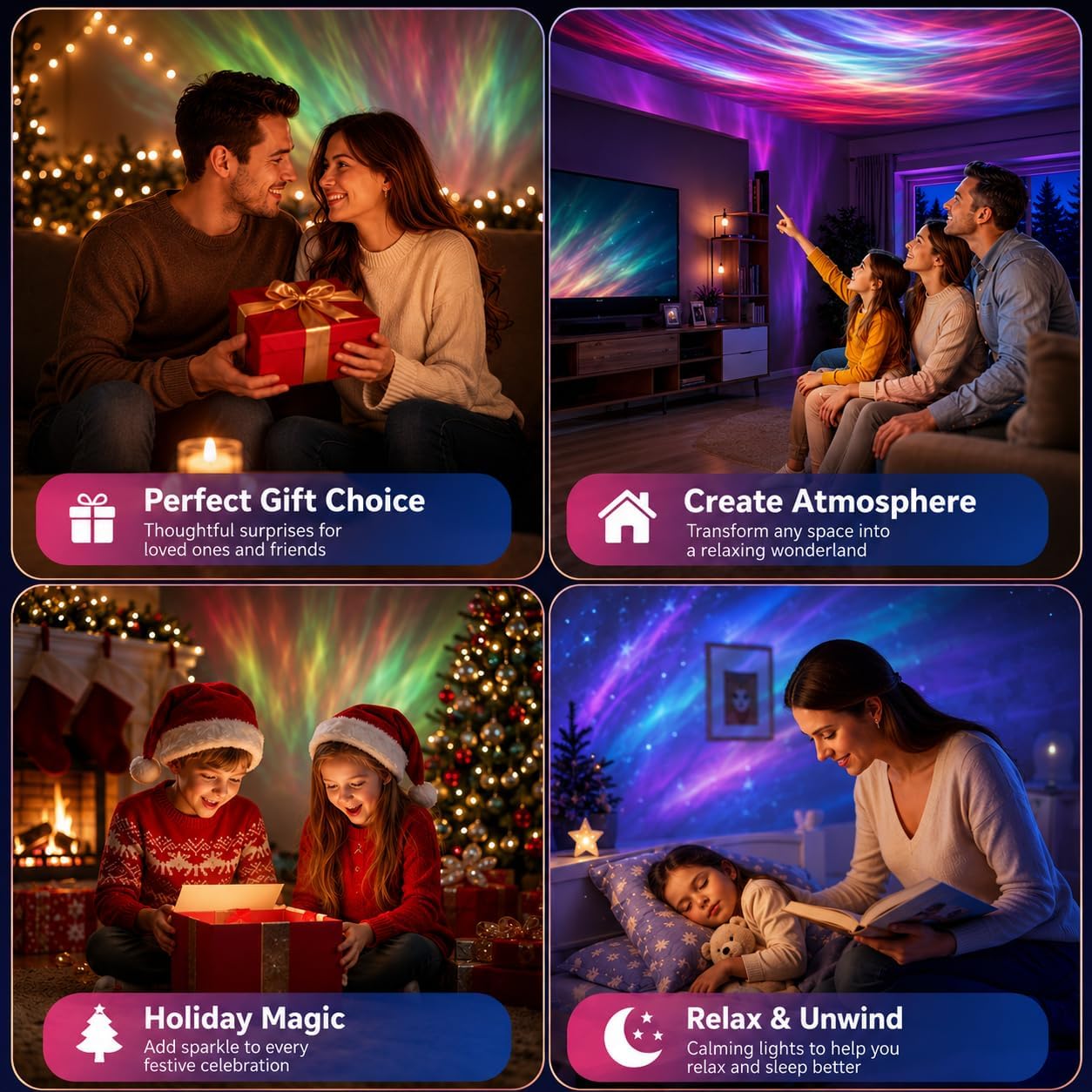 Northern Lights Projector, LED Night Light Aurora Projector with Timer and Remote, Room Decor, Gifts for Kids, Adults, Christmas, Birthday