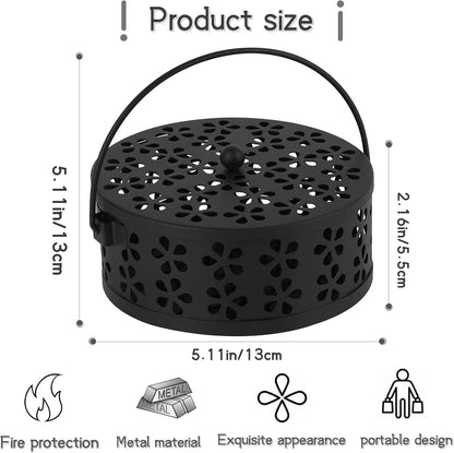 Portable Iron Mosquito Coil Holder with Handle for Outdoor, Bronze