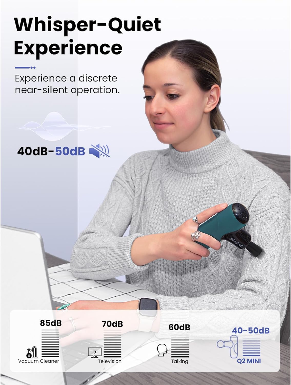 BOB AND BRAD Q2 Pro Mini Massage Gun with Heat and Cold, Pocket-Sized Deep Tissue Massager, HSA Portable Percussion Muscle Massager Gun, Ultra Small & Quiet Muscle Massager, FSA Eligible