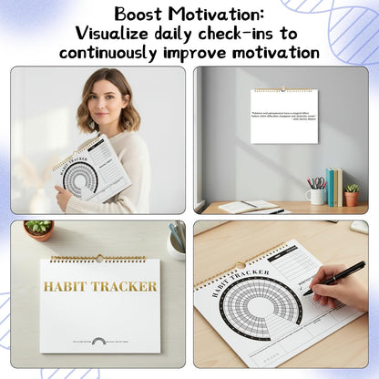 Thboxes Writable Habit Tracker Calendar, Undated 18 Months Daily, Weekly, Monthly Habit Journal with Spiral Planner for Goal Setting, Boost Productivity & Workout Motivation