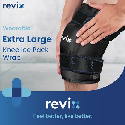 REVIX 19" Extra Large Knee Ice Pack Wrap Around Entire Knee, Reusable Gel Cold Pack for Discomfort and Post-Workout Fatigue, Cold Compress, Enhance Comfort and Recovery