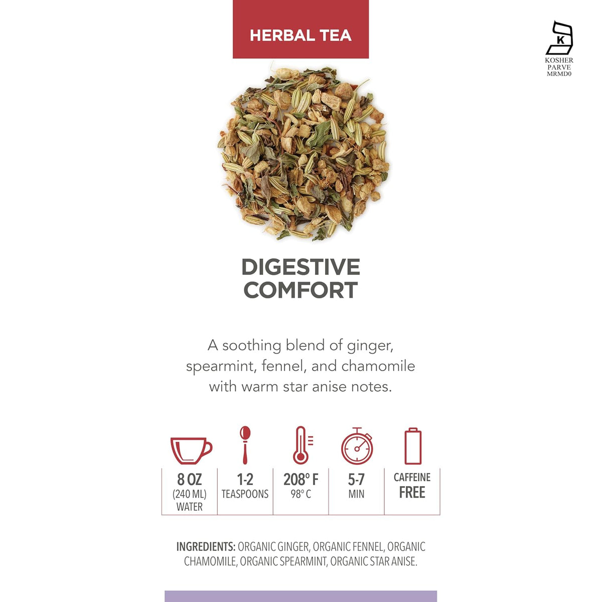 Teabloom Digestive Comfort Loose Leaf Herbal Tea with Chamomile, Fennel & Ginger | Caffeine-Free Soothing Botanical Blend | Canister Makes 35–50 Cups | Gift-Ready Reusable Tin
