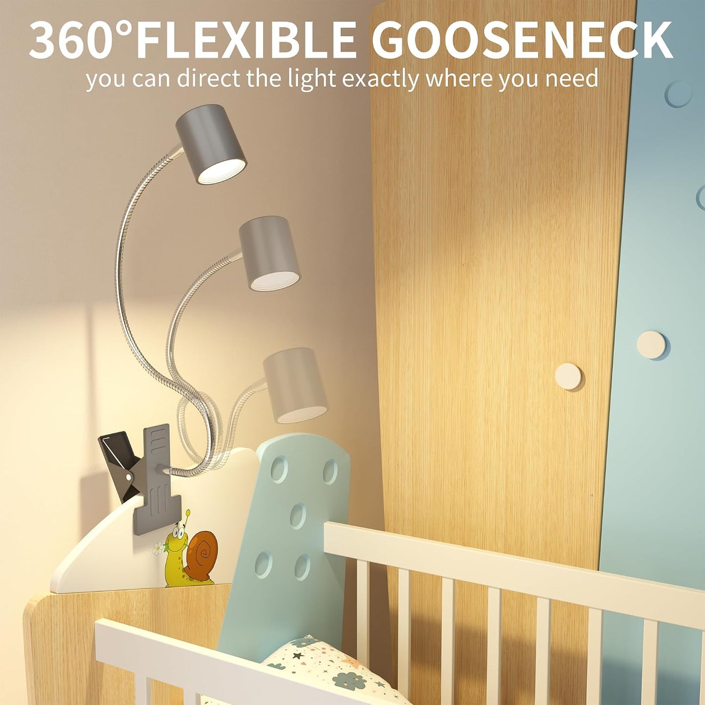 Desk Lamp USB Clip On Light,Book Lights for Reading at Night Clamp Light | 3 Color Modes,10 Brightness Clamp Light,360° Gooseneck LED Reading Light for Books in Bed,Eye-Care for Home Office,Headboards