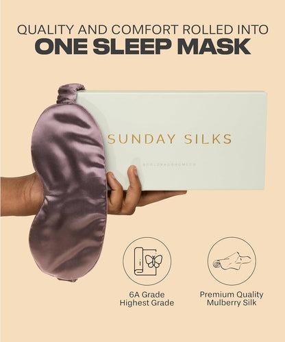 SUNDAYSILKS™ | Adjustable Silk Sleep Mask for Side Sleeper | Cloud-Like Comfort, Weighted for Deep Sleep | Soft Sleep Face Mask for Women & Men, Full Blackout, Cooling Silk Eye Mask for Sleeping