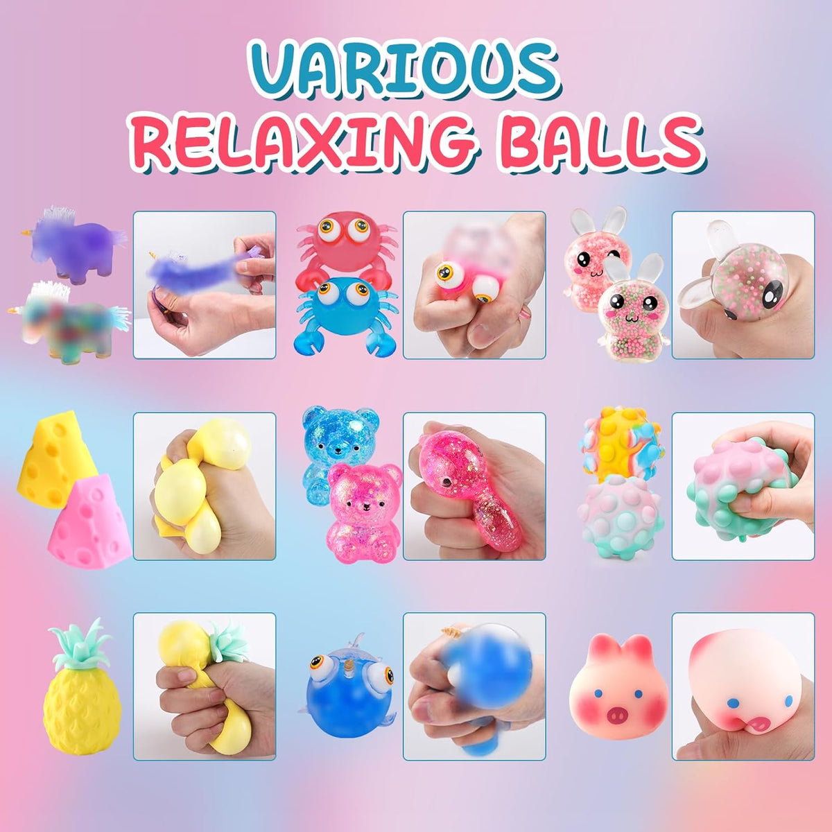 36 Pack Stress Balls, Squishy Balls, Squishy Fidget Stress Relief