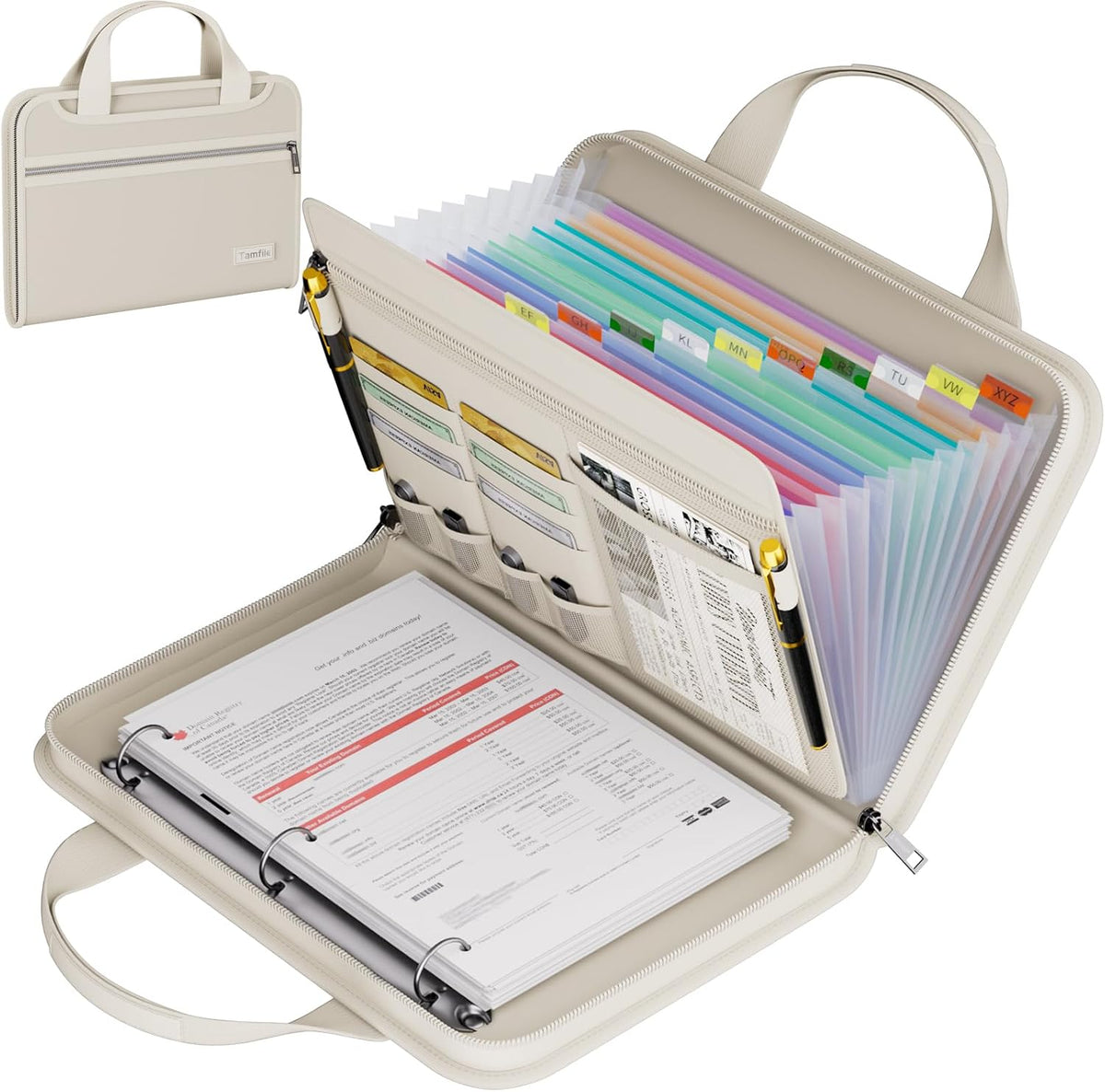 Tamfile Fireproof Accordion File Folder with Handle, Document Organizer