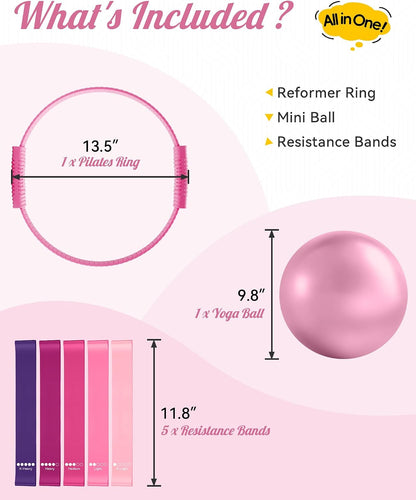 SUBCULTUREPICK Pilates Ring, Silicone Magic Pilates Rings, Lightweight & Durable Flexible Fitness Circle Exercise Equipment for Toning Arms, Thighs,Legs, Core,Yoga & Physical Therapy