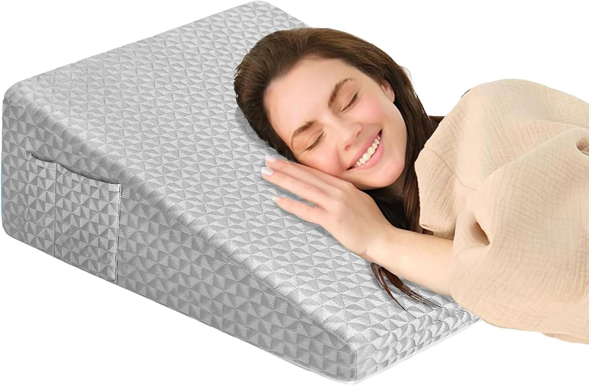 Wedge Pillow for Sleeping, 7.5" Memory Foam Bed Wedge Pillow