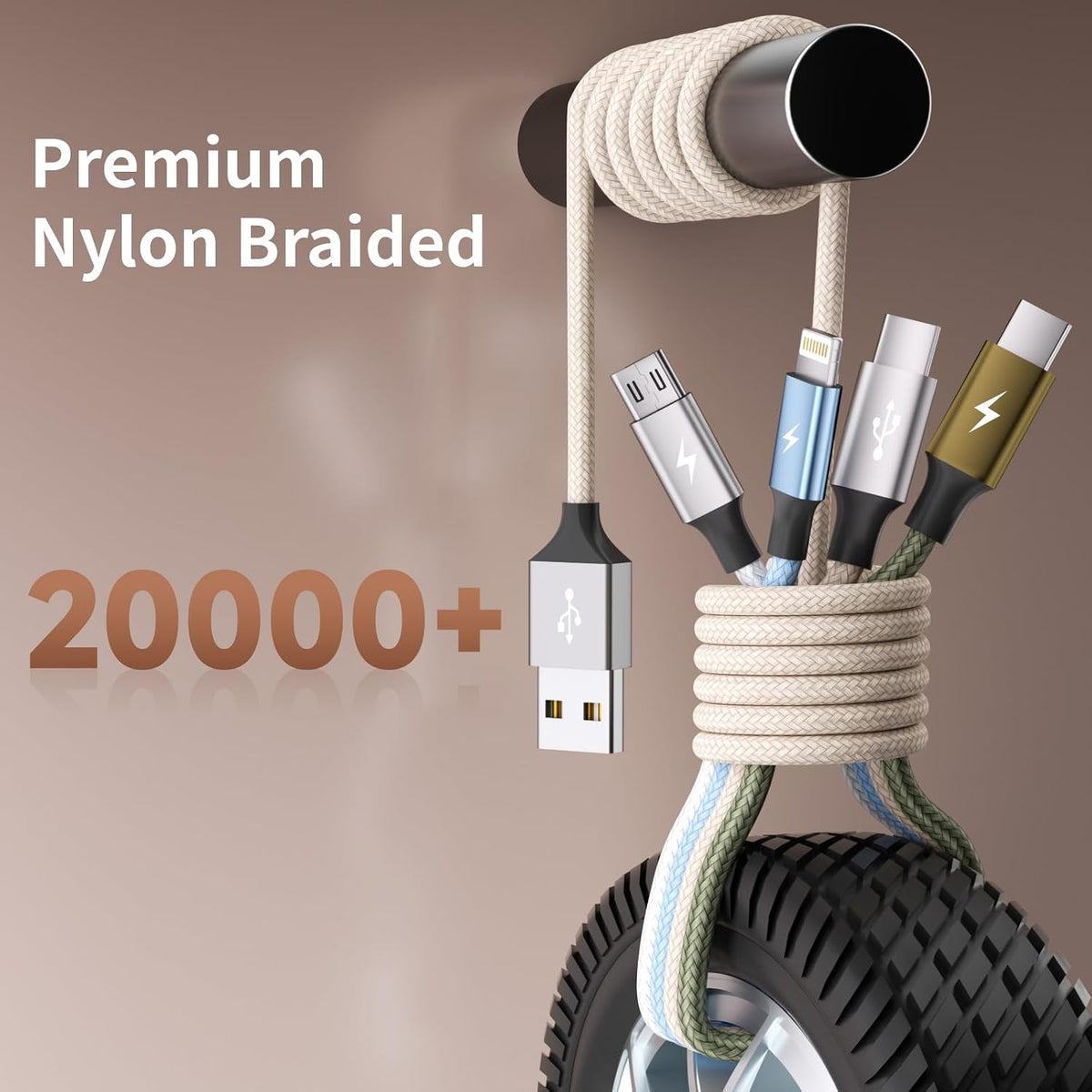 4 in 1 Multi Charging Cable, 5FT Charging Cords for Multiple Devices