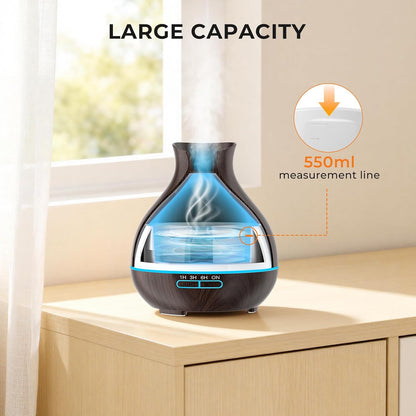 Aromatherapy Essential Oil Diffuser, 550ml Ultrasonic Fragrant Oil Large Room Humidifier, Diffusers for Home with Timer and Waterless Auto-Off, 7 Color LED Lights,Cool Mist Humidifiers
