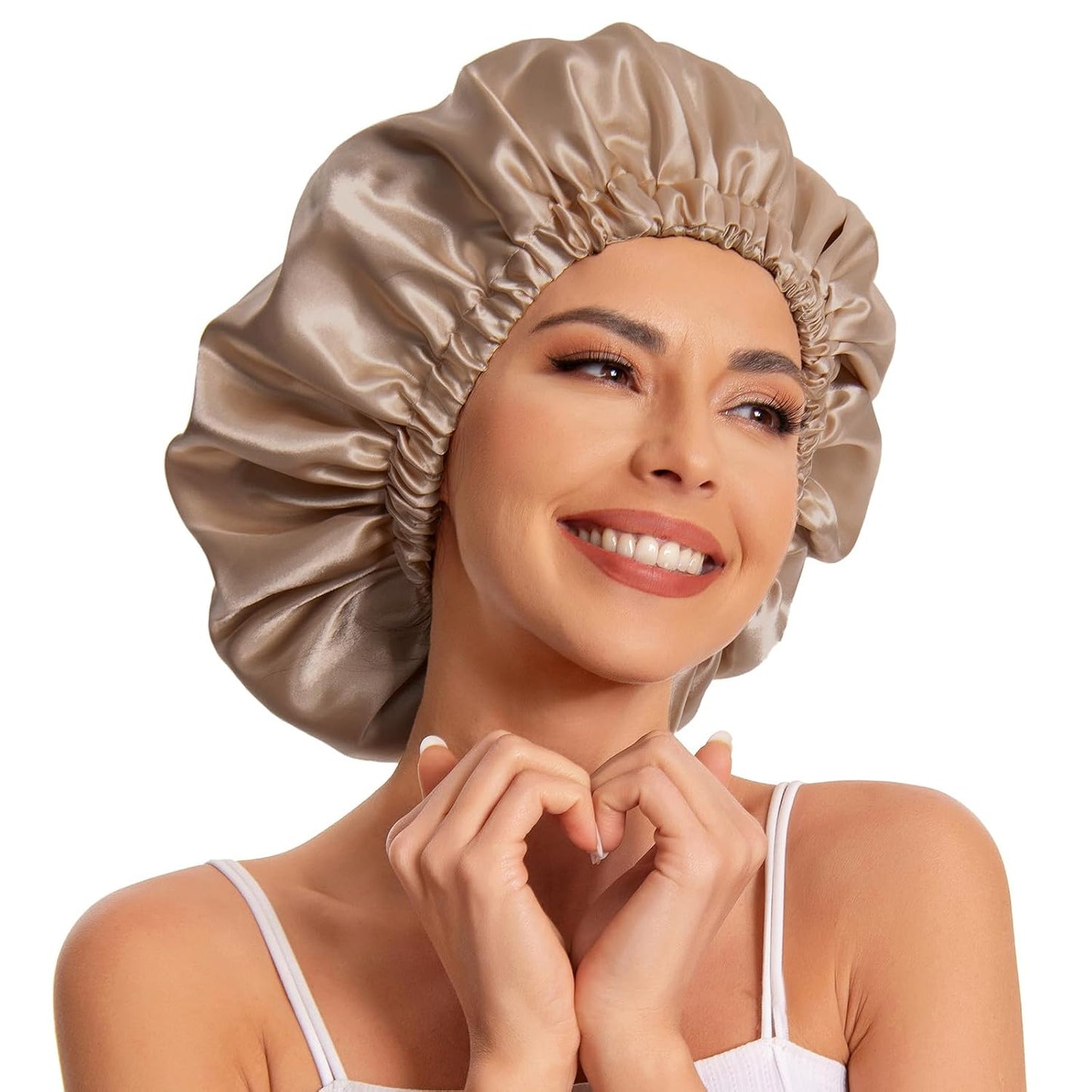 Satin Bonnet Silk Bonnet Hair Bonnet for Sleeping-Slouchy Beanie Hat Satin Sleep Cap for Women's Natural & Curly Hair(Blue Zircon)
