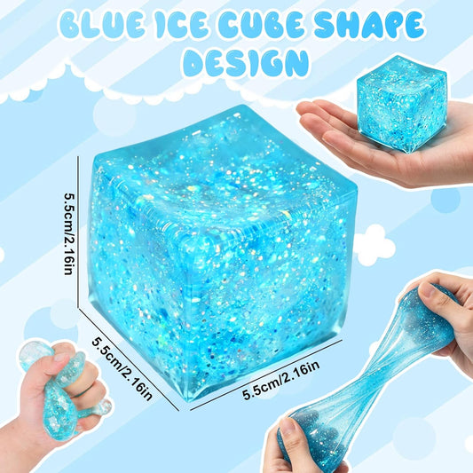Nice Ice Cube Sensory Squeeze, Ice Cube Squishy Stress Balls for Adults Slow Rise Squishies with Solid Squish Soft Fidgets Malt Sugar Squishy for Anxiety Relief Focus