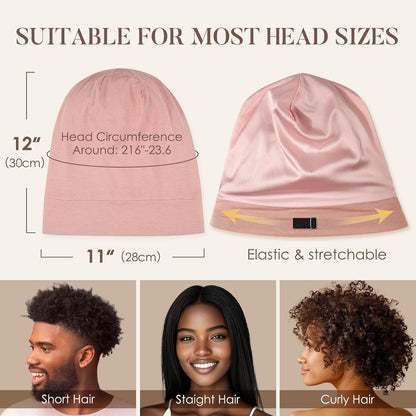 LULUSILK 100% Mulberry Silk Bonnet for Sleeping Women and Men, No More Frizzy Tangled Hair, Real Silk Sleep Cap for Curly Hair, Black, Pack of 1