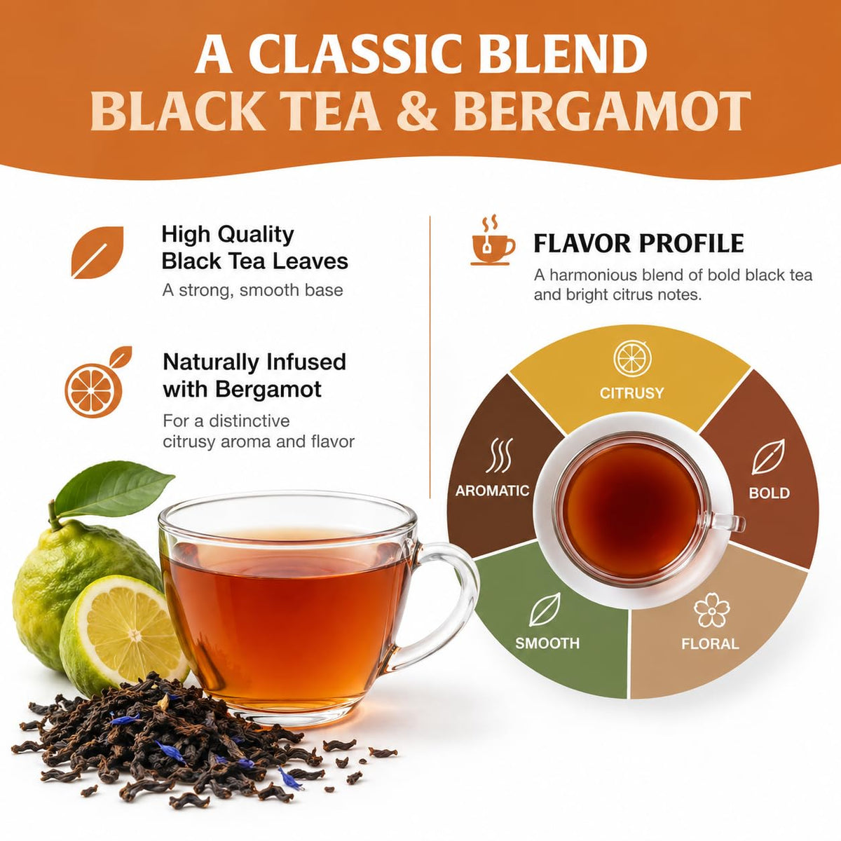 HANDPICK Earl Grey Black Teabags (100 Count)Flavored with Citrus & Bergamot