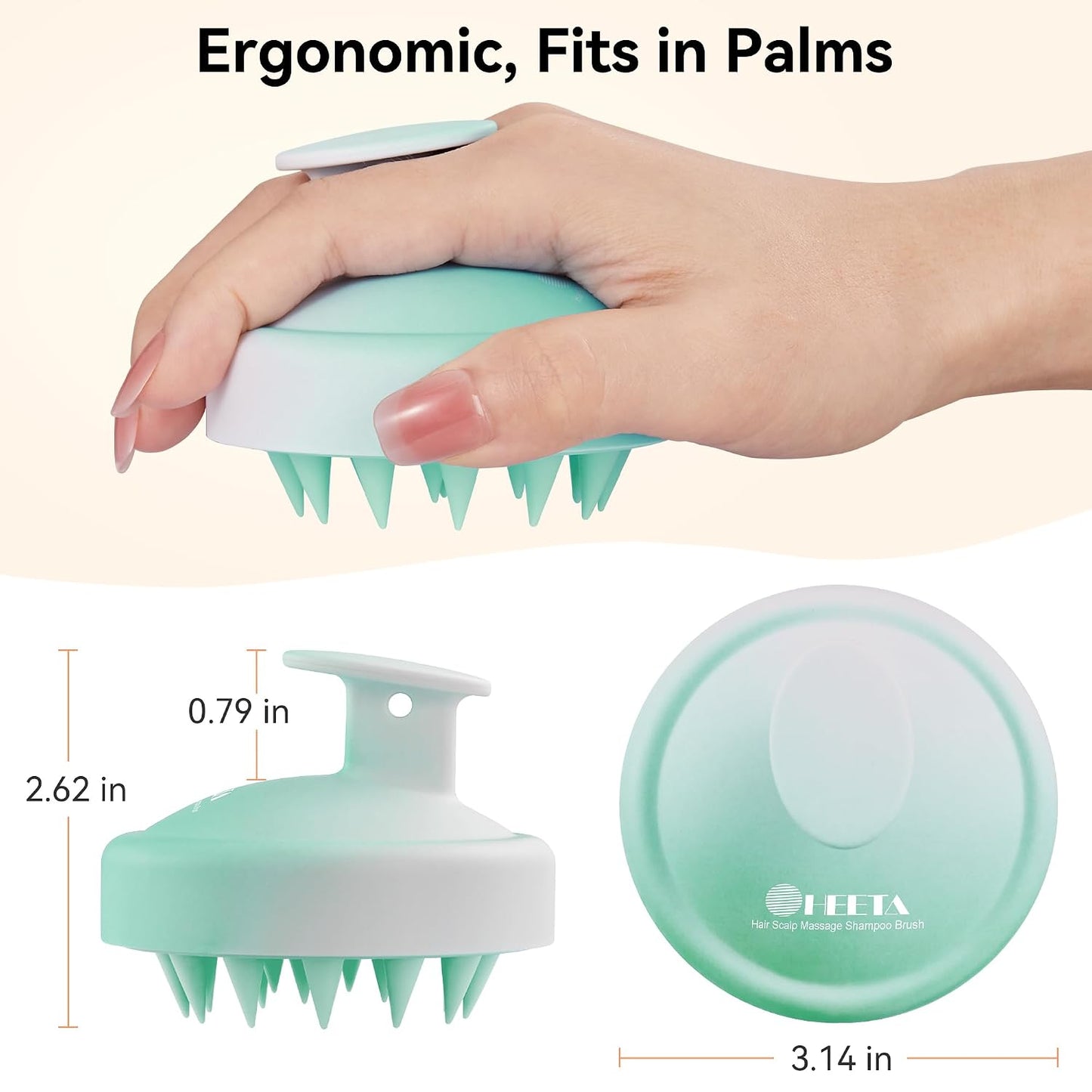 HEETA Scalp Massager Hair Growth, Soft Silicone Scalp Scrubber Shampoo Brush for Exfoliation, Dandruff Removal Head Massage Stress Relax, Wet & Dry Use for Thick Thin Curly Hair Care, Black