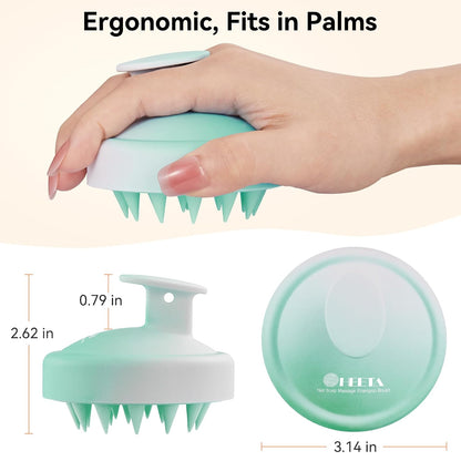 HEETA Scalp Massager Hair Growth, Soft Silicone Scalp Scrubber Shampoo Brush for Exfoliation, Dandruff Removal Head Massage Stress Relax, Wet & Dry Use for Thick Thin Curly Hair Care, Black