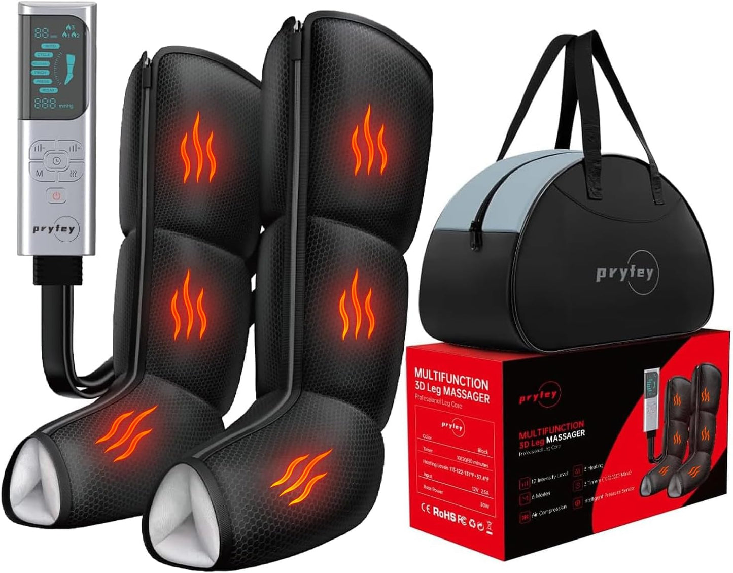 Leg Compression Massager for Circulation, Calf and Foot Massager with Heat, Compression Boots for Sore Muscle Relaxation, 6 Modes 12 Intensities 3 Timers, Gifts for Fathers Men and Women
