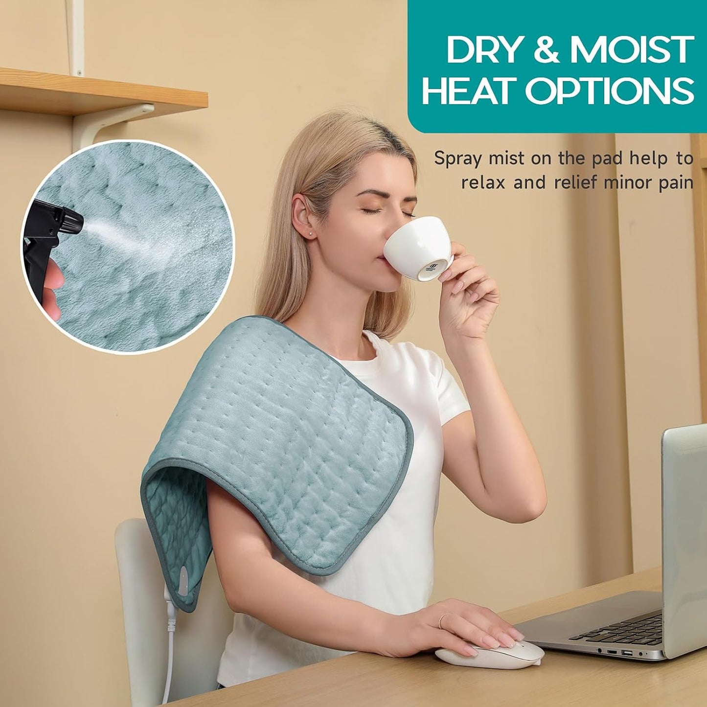 Heating Pad for Period Cramps, Heating Pad for Back/Neck/Shoulder Muscle Pain, 6 Heating & 4 Timer Setting, Auto Shut Off, Dry/Moist Heat & Machine Washable, Birthday Christma s Gifts for Women Mom