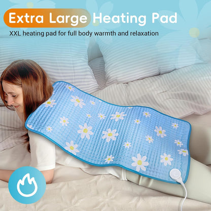 Comfytemp Extra Large Heating Pad for Back & Period, 33''x 17'' King Size FSA Eligible Pack, Birthday Gifts for Women Men Mom Dad, HSA Electric XL Heat Wrap for Body/Shoulder/Neck/Knee, Washable, Blue