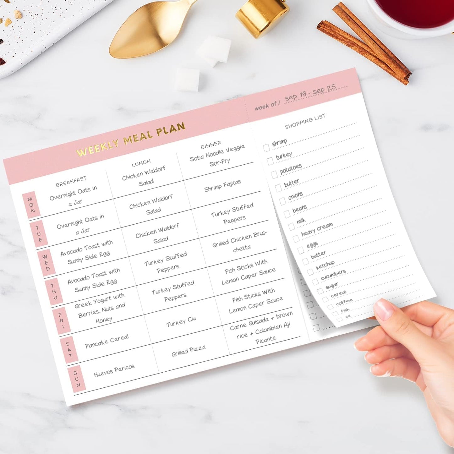 Sweetzer & Orange Weekly Meal Planner and Grocery List Magnetic Notepad. Teal 10x7” Meal Planning Pad with Tear Off Shopping List. Plan Weekly Menu Food for Weight Loss or Dinner List for Family!
