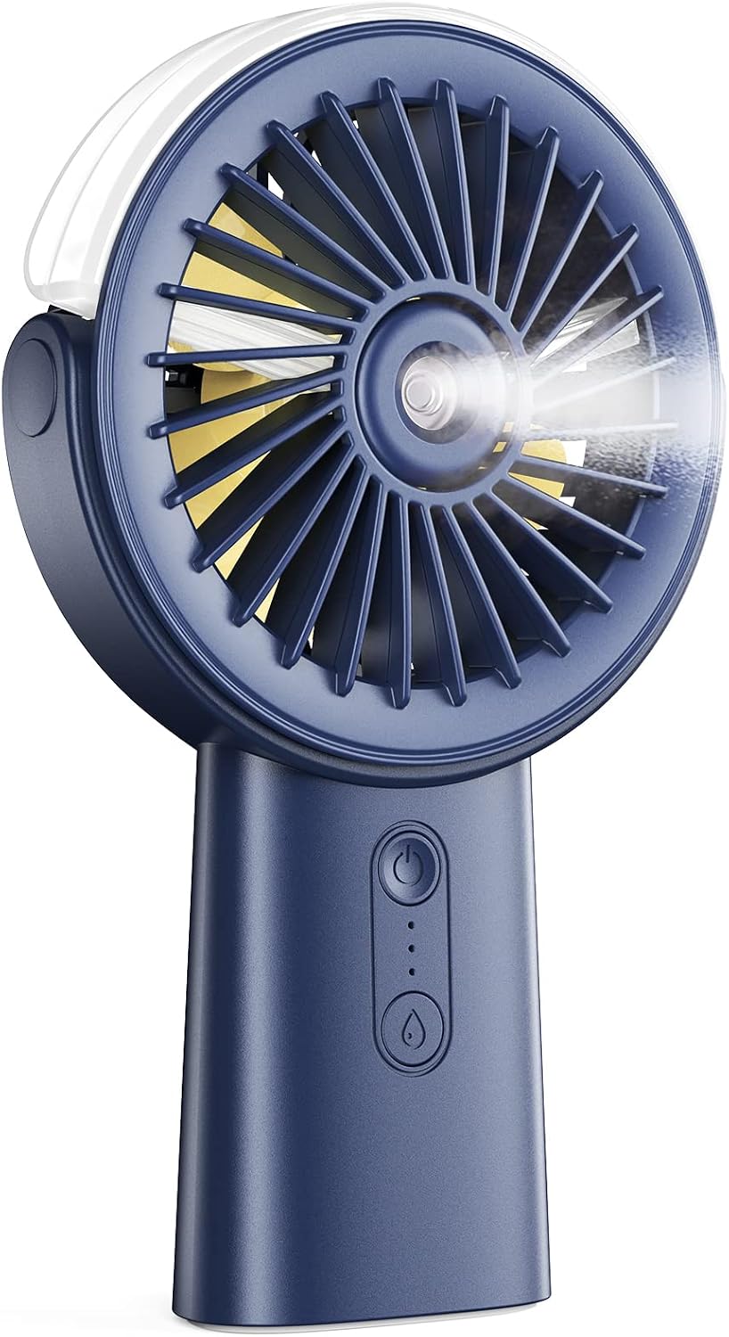 Otlonpe Handheld Misting Fan Portable, Small Personal Hand Held Rechargeable Mist Fan Water Spray, 4000mAh Battery Operated Hand Mister Fans 3-Speed, 4-15 Hrs Runtime for Travel Home Office Outdoor