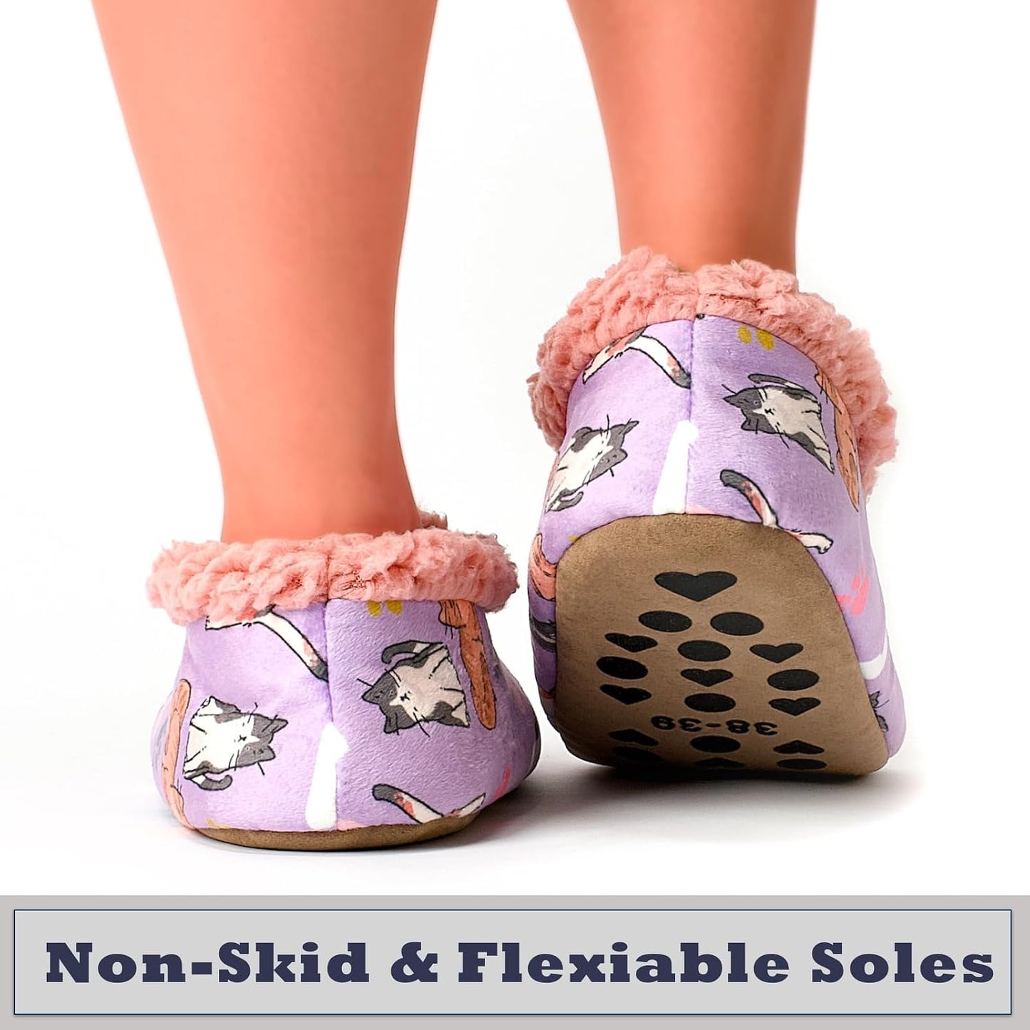 Cozylook Fuzzy Slippers for Women Indoor Soft Sole Slipper Socks with Non Slip Grippers Warm Fluffy