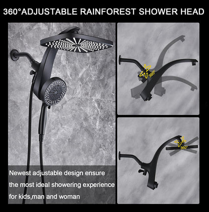 Rain Shower Head with Handheld Showerhead, Black 1.75GPM 460311