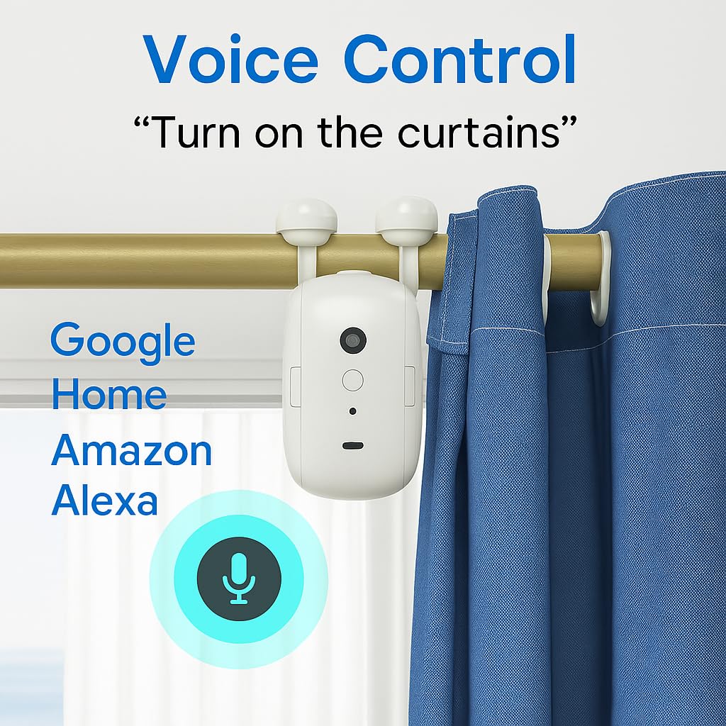 Smart WiFi Curtain Opener Robot - Tuya App Control, Automatic Electric Motor, Voice Control Compatible with Alexa & Google Home, Easy Retrofit Curtains for Home & Office