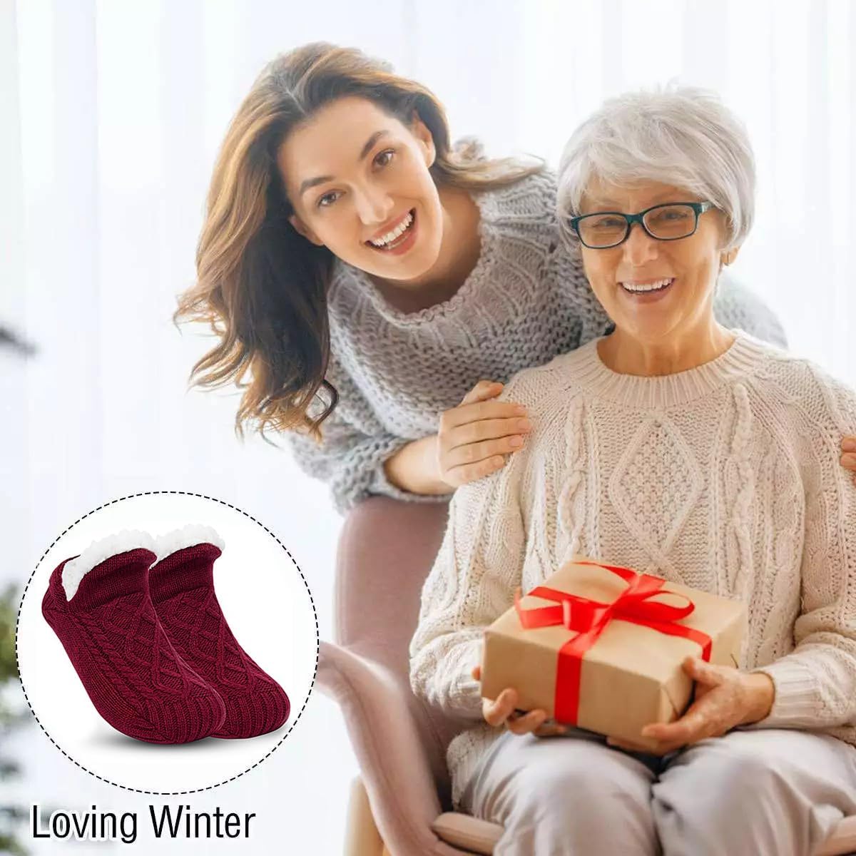 Unisex Fluffy Fuzzy Warm Slipper Socks for Men Women, Thick Fleece Lined Non-Slip Socks Indoor Floor