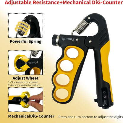 Senston Grip Strength Trainer 2 Pack - Adjustable 11-220Lbs (5-100KG) with Auto Counter, Hand Grip Strengthener, Forearm Exerciser for Athletes, Musicians, Gym, Home, Injury Rehab