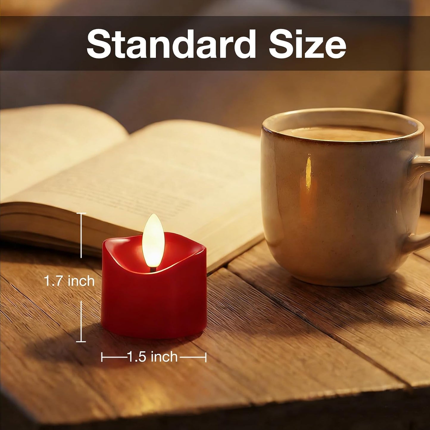 24 Pack Flameless Tealight Candles Battery Operated Tea Lights, Realistic Flickering Electric LED Tea Lights, 3D Wick Fake Tea Lights for Votive, Festival, Party, Wedding Decor