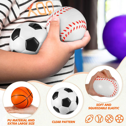 Leyndo 50 Pack Sports Stress Balls Bulk, Basketball Football Baseball