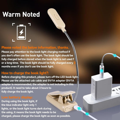 VAVOFO Clip On Book Light for Bed Kids, 7 LED Reading Light with 9-Level Warm Cool White Daylight, Eye Care Lamp with Power Indicator for Bookworms (Blue)