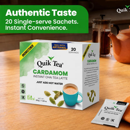 QuikTea Instant Chai Tea Latte Mix, Masala, Unsweetened, 20 Sachets