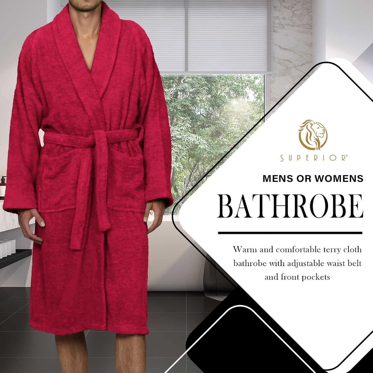 Cotton Unisex Terry Robe, Soft And Absorbent Robes For Men And Women, Bathroom Accessories