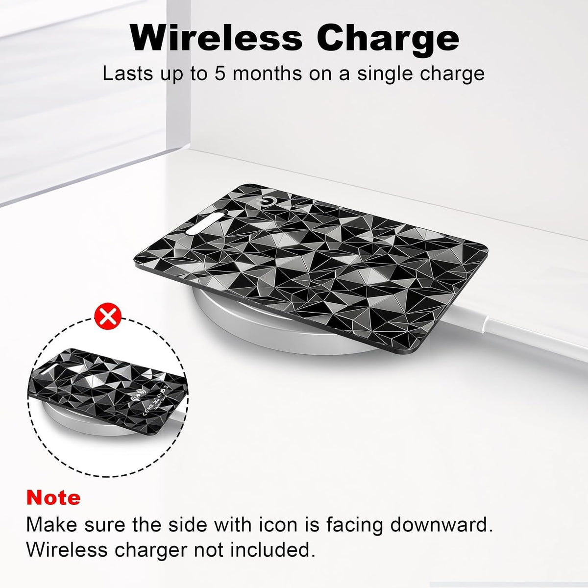 Wallet Tracker Card, Rechargeable, Works with Apple Find My