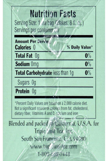 Triple Leaf White Tea - 20 bags per pack -- 6 packs per case.