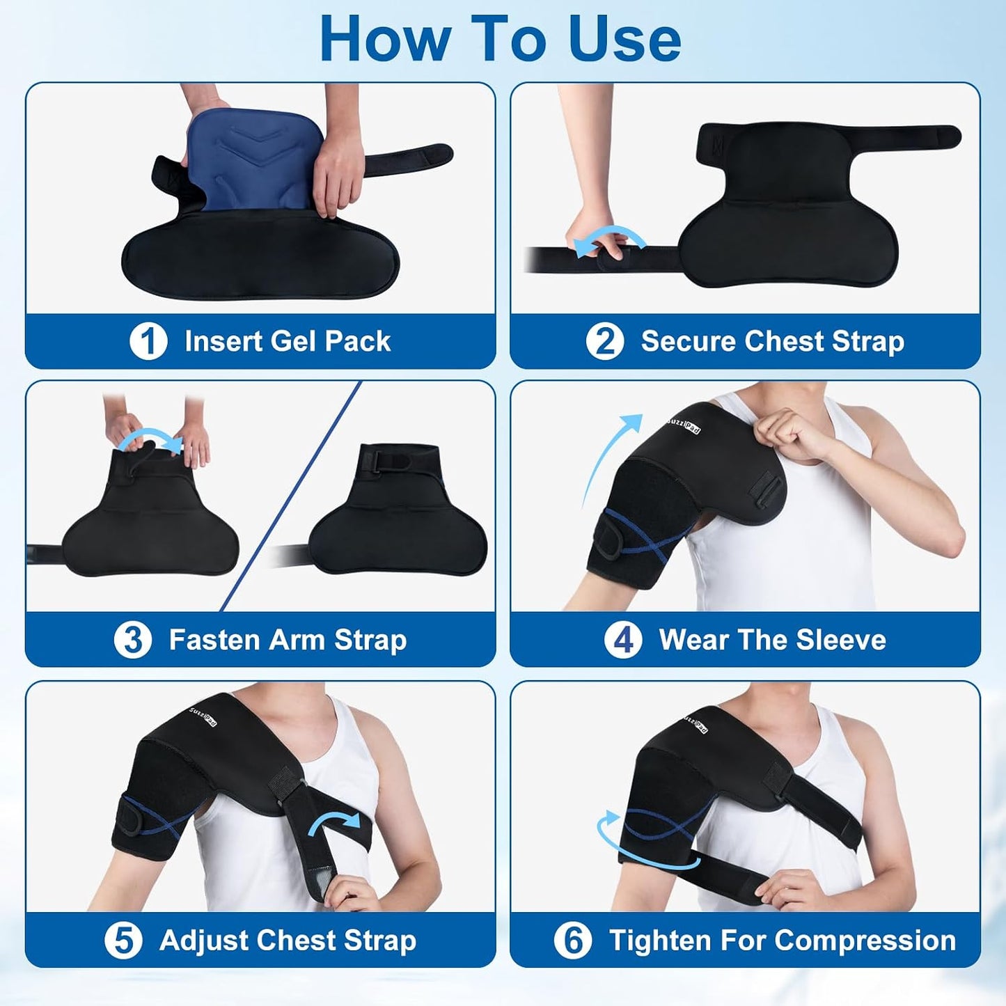 SuzziPad Shoulder Ice Pack Wrap for Rotator Cuff, Baseball Pitchers & Arm