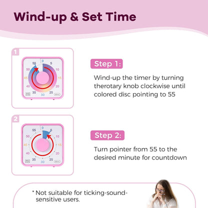 Visual Timer 7.5 inch; 60 Minute 1 Hour Countdown Timer for Kids Classroom Teaching Tool Home Office Meeting, Mechanical Countdown Clock for Exam Time Management Magnetic, Navy Blue with Colorful Disc