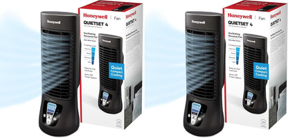 Honeywell QuietSet Personal Table Fan, Oscillating Personal Desk Fan For Bedroom with Quiet Operation, 4 Levels of Power and Sound, Black, HTF210B