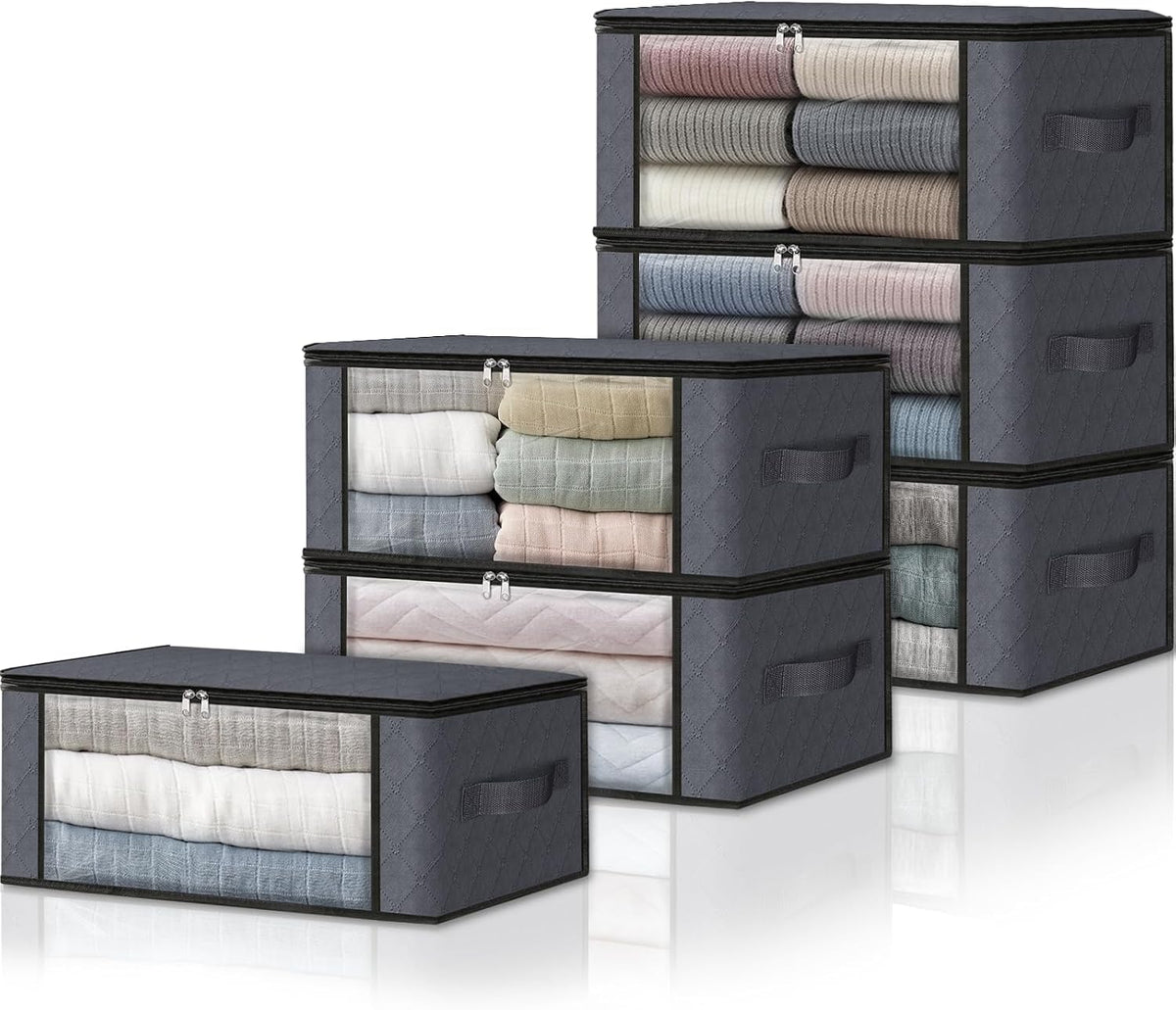 HomeHacks Clothes Organizer Storage Bags, 35L Storage Bins, Gray
