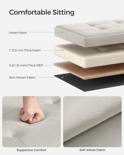 SONGMICS Small Folding Storage Ottoman, Foot Rest Stool, Cube Footrest, Synthetic Leather, 12.2 x 16.1 x 12.2 Inches, 286 lb Capacity, for Living Room, Bedroom, Dorm, Ink Black ULSF100B01