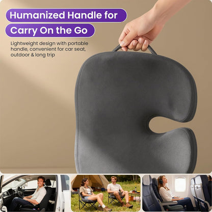 ZZ-WELL Seat Cushion for Office Chairs, Black, 21.2 Inches | Coccyx Cushion for Tailbone Pain, Memory Foam, Extra Large Thick, Patented Pressure Relief, Computer Gaming Chair