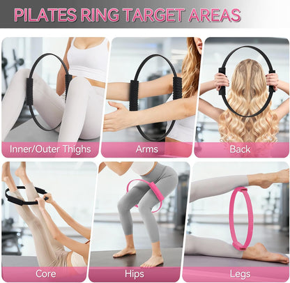 Pilates Ring, 13.5" Silicone Magic Pilates Fitness Circle with Dual Grip, Lightweight & Durable Flexible Resistance Exercise Equipment for Toning Arms, Thighs, Legs, Core