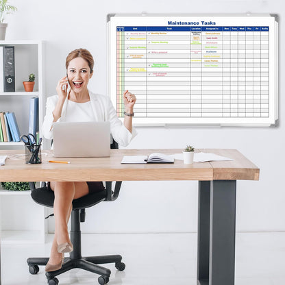 Lincia Double Sided Magnetic Maintenance Task Whiteboard Large Dry Erase 36 x 24 Inch Erasable Task Planner White Board for Wall Employee Assignment Tracker for Office Managing and Tracking Tasks