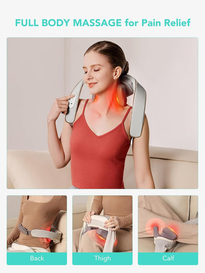 SKG H5mini Neck and Traps Massager with Heat for Deep Tissue Relief, Birthday Gifts for Women Men, 6D Hand Kneading, Cordless Neck and Shoulder Massager, Hands-Free Wireless for Men and Women