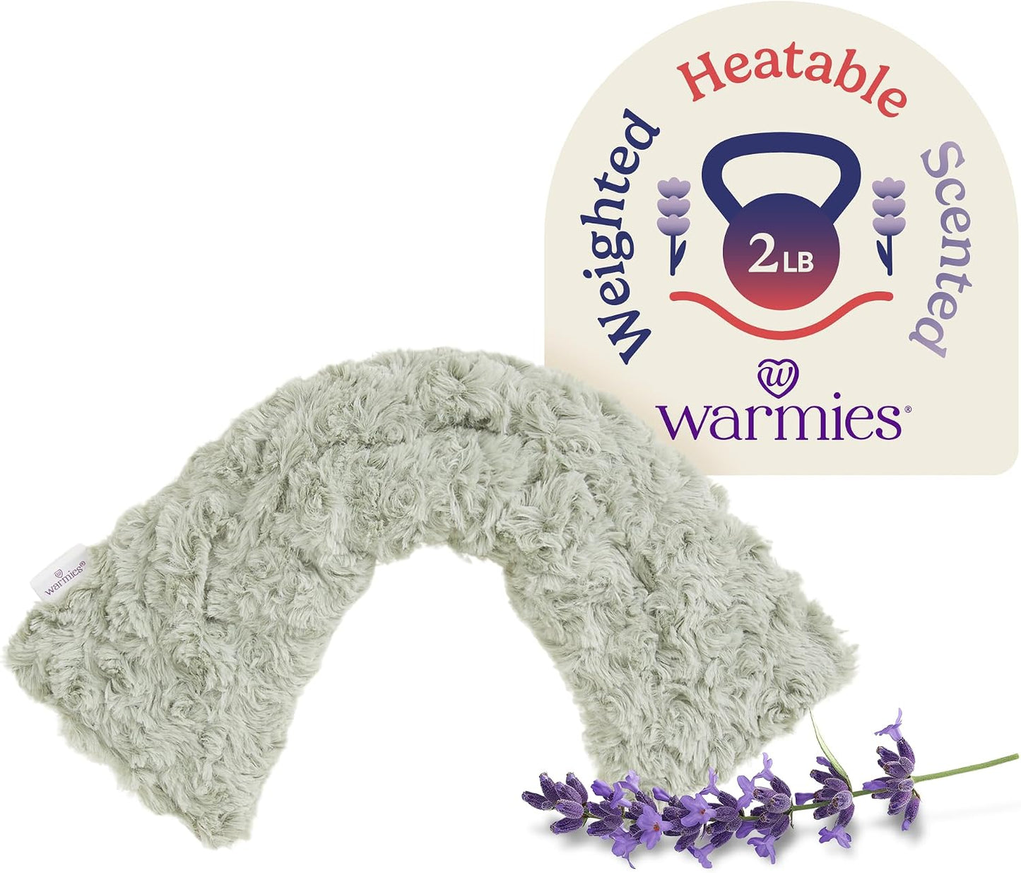 warmies Microwavable Neck & Shoulder Wrap - Weighted Neck Wrap - Microwavable Heat Pack for Shoulders - Chillable Heating Pad with Lavender for Aches & Pain - Marshmallow Gray, 19 x 5 x 3 in, 2 lb